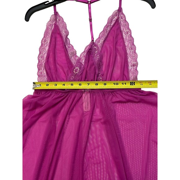 Jessica Simpson Sheer Teddy Bright Pink Lingerie Size Medium - Picture 5 of 11
